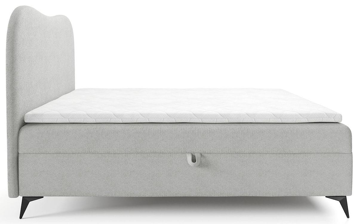 Łóżko kontynentalne 140x200 cm Ambradoo z pojemnikami i topperem jasnoszare boucle  - zdjęcie 4