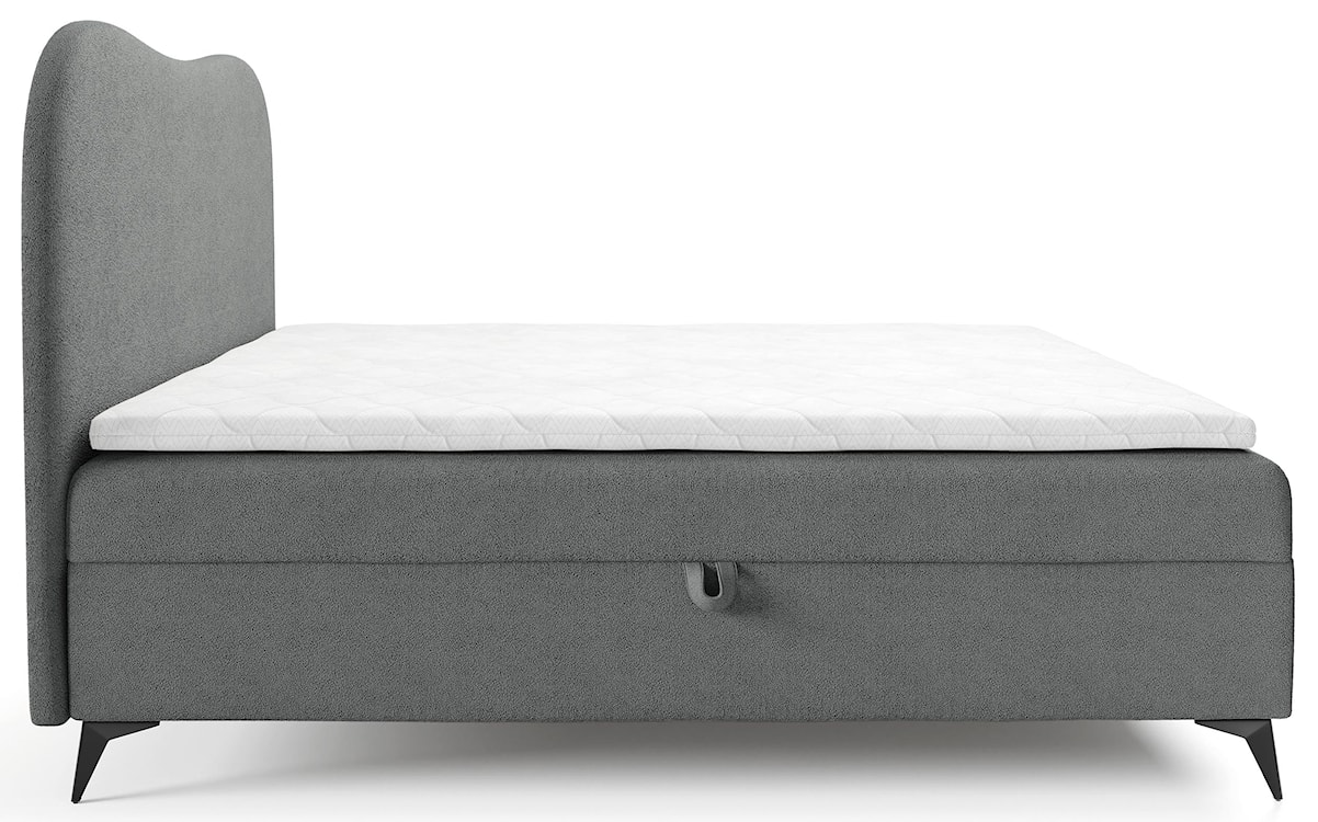 Łóżko kontynentalne 160x200 cm Ambradoo z pojemnikami i topperem szare boucle  - zdjęcie 4