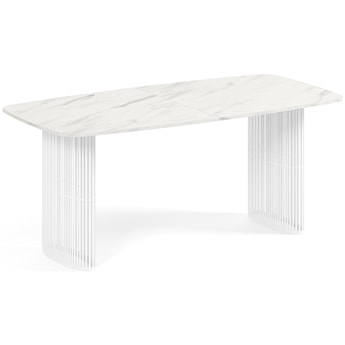 Stół rozkładany do jadalni Avenor 180-256 cm biały marmur z białymi nogami