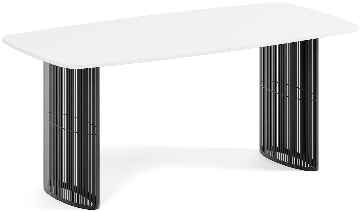 Stół rozkładany do jadalni Avenor 180-256 cm biały z czarnymi nogami 