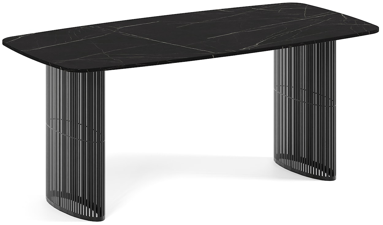 Stół rozkładany do jadalni Avenor 180-256 cm czarny marmur z czarnymi nogami 