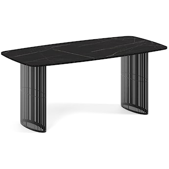 Stół rozkładany do jadalni Avenor 180-256 cm czarny marmur z czarnymi nogami