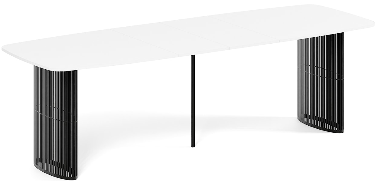 Stół rozkładany do jadalni Avenor 180-256 cm biały z czarnymi nogami  - zdjęcie 2