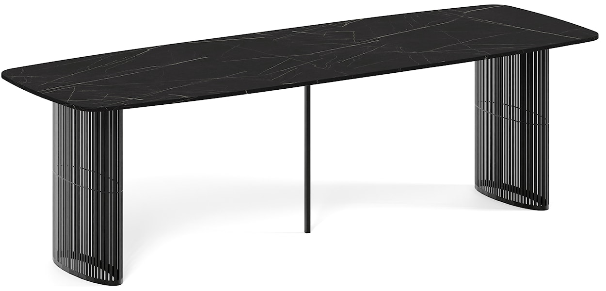 Stół rozkładany do jadalni Avenor 180-256 cm czarny marmur z czarnymi nogami  - zdjęcie 2