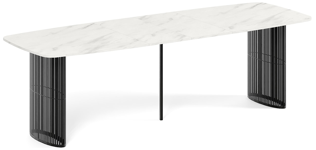Stół rozkładany do jadalni Avenor 180-256 cm biały marmur z czarnymi nogami  - zdjęcie 2