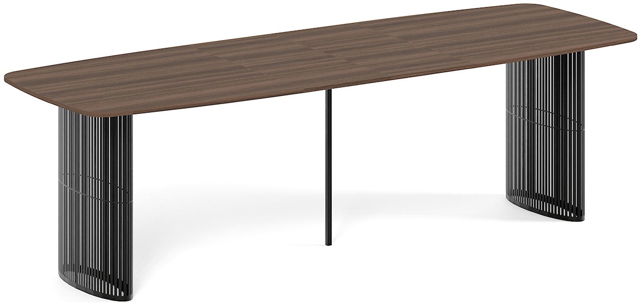 Stół rozkładany do jadalni Avenor 180-256 cm orzech z czarnymi nogami  - zdjęcie 2