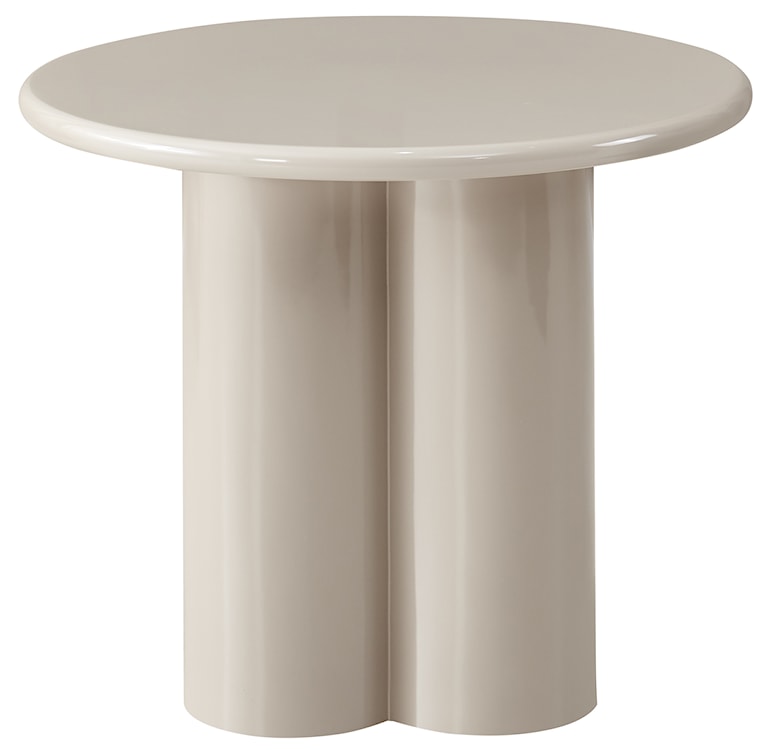 Stolik kawowy Loccoli okrągły 60 cm jasnobeżowy wysoki połysk  - zdjęcie 5