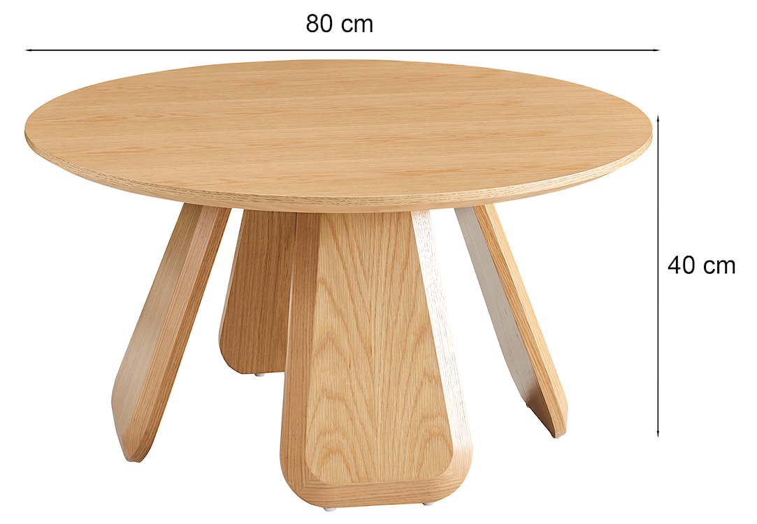 Stolik kawowy Affitly okrągły 80 cm dąb naturalny fornir  - zdjęcie 8