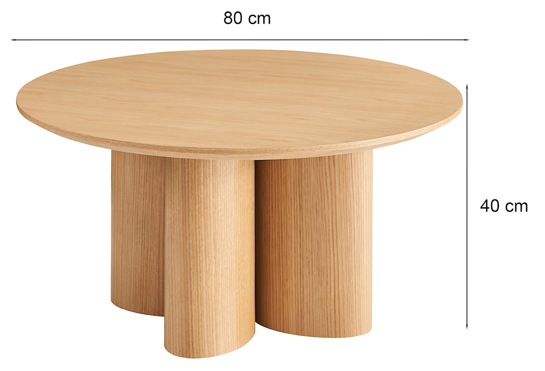Stolik kawowy Etially okrągły 80 cm dąb naturalny fornir  - zdjęcie 8