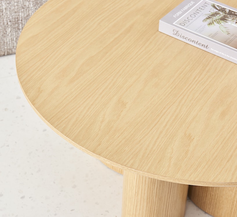 Stolik kawowy Etially okrągły 80 cm dąb naturalny fornir  - zdjęcie 3