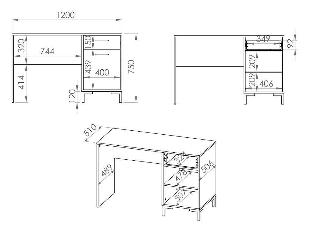 Biurko Ballarti z szafką i szufladą dąb artisan  - zdjęcie 6