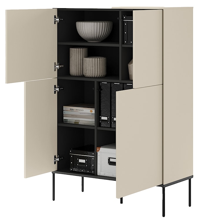 Komoda czterodrzwiowa Bellezo wysoka 95 cm kremowy  - zdjęcie 5