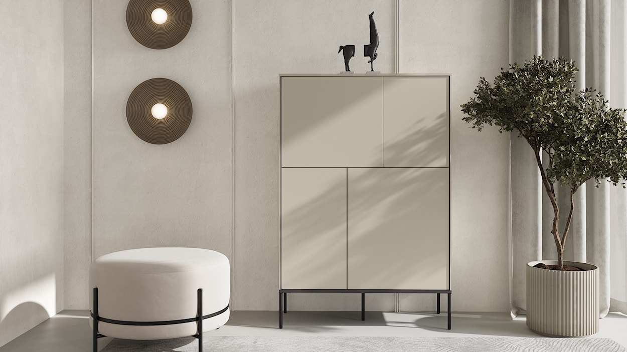 Komoda czterodrzwiowa Bellezo wysoka 95 cm kremowy  - zdjęcie 2