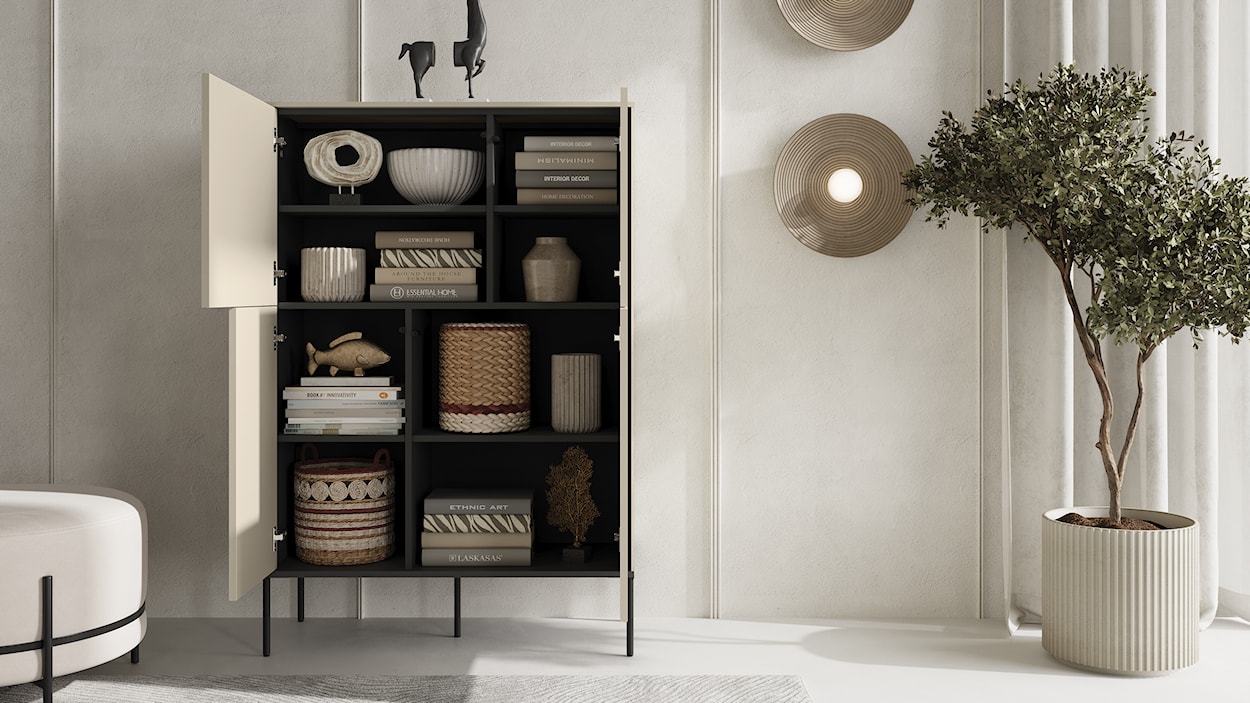 Komoda czterodrzwiowa Bellezo wysoka 95 cm kremowy  - zdjęcie 9