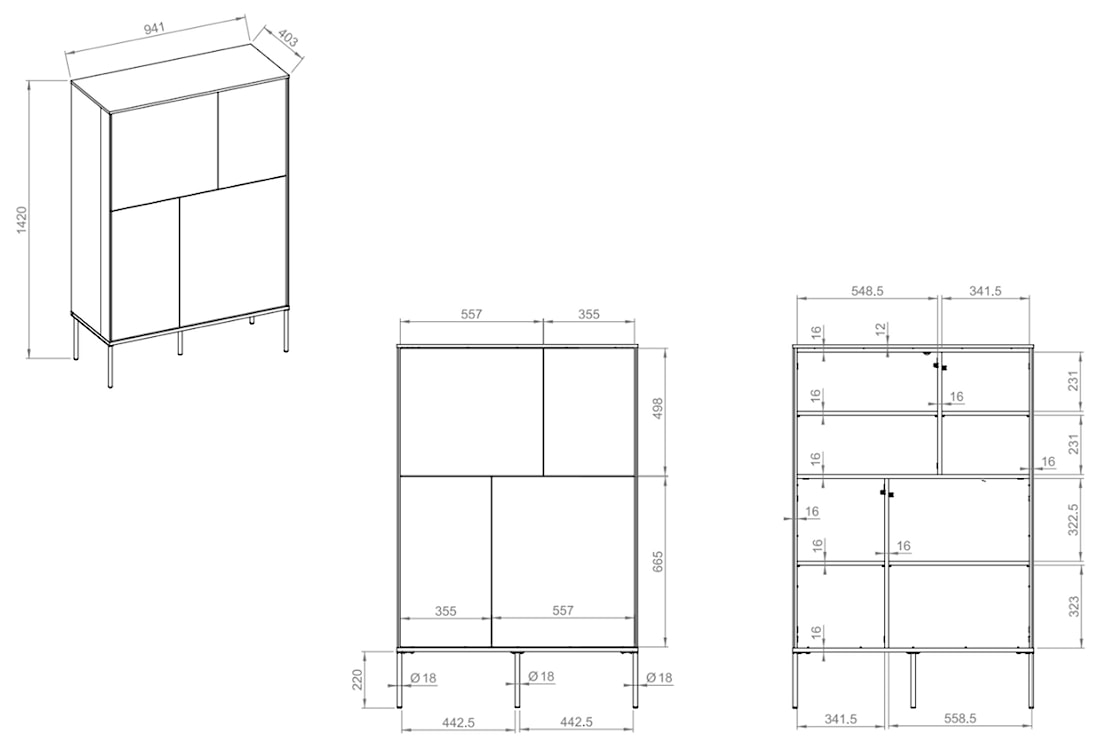 Komoda czterodrzwiowa Bellezo wysoka 95 cm kremowy  - zdjęcie 7