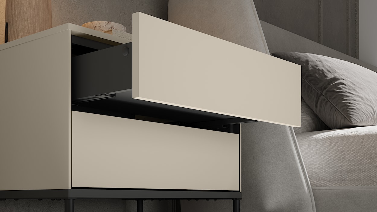 Szafka nocna Bellezo z dwiema szufladami 56 cm kremowy  - zdjęcie 10