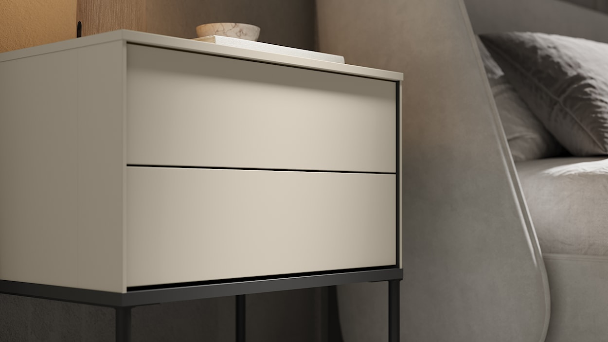 Szafka nocna Bellezo z dwiema szufladami 56 cm kremowy  - zdjęcie 5