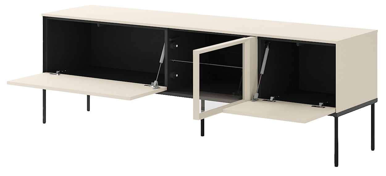 Szafka RTV Bellezo z witryną LED 166 cm kremowy  - zdjęcie 6