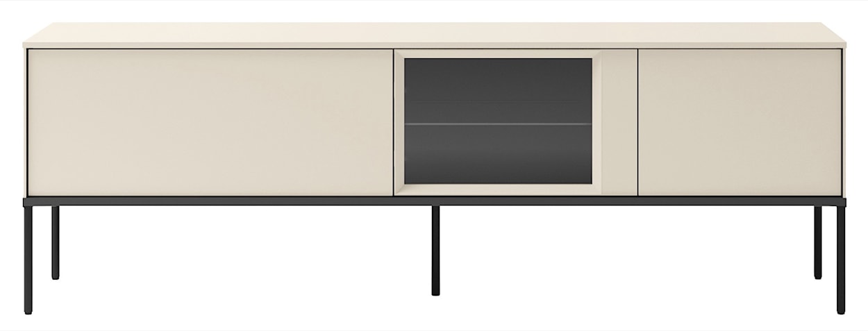 Szafka RTV Bellezo z witryną LED 166 cm kremowy  - zdjęcie 4