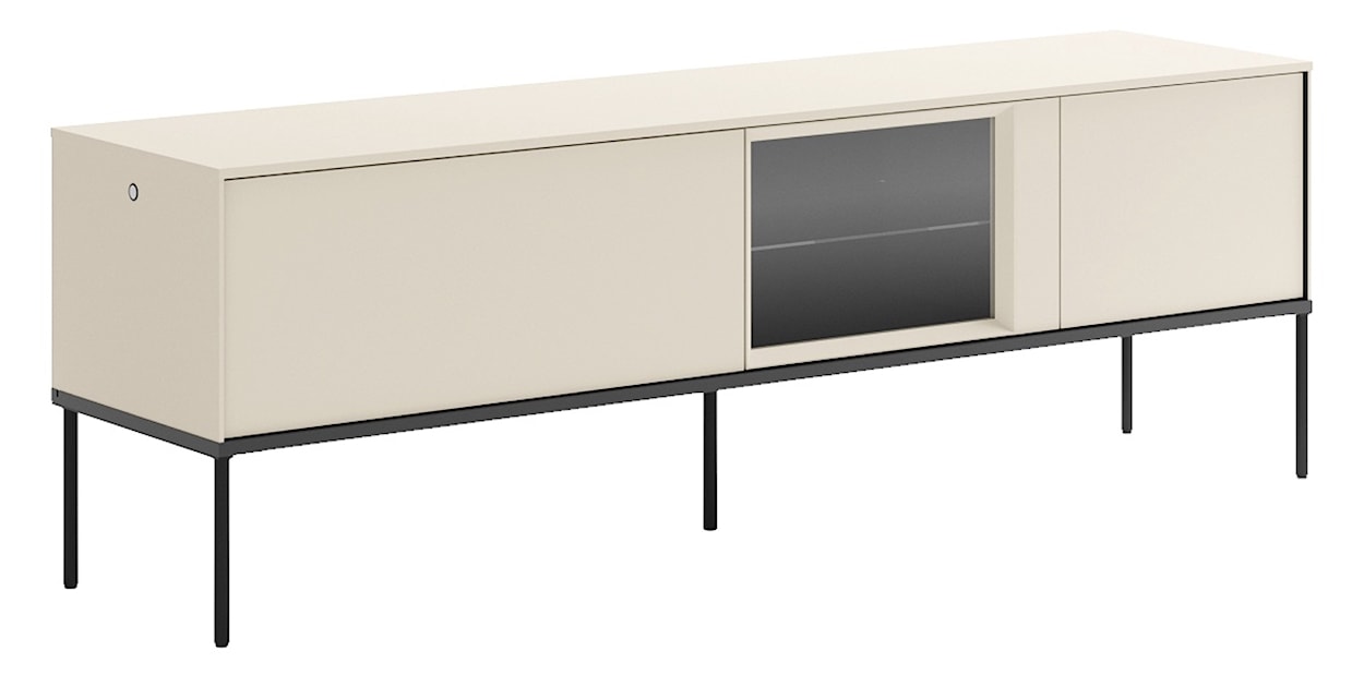 Szafka RTV Bellezo z witryną LED 166 cm kremowy 