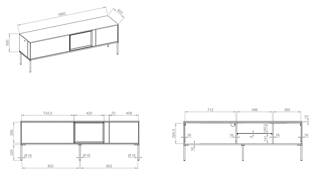 Szafka RTV Bellezo z witryną LED 166 cm kremowy  - zdjęcie 8