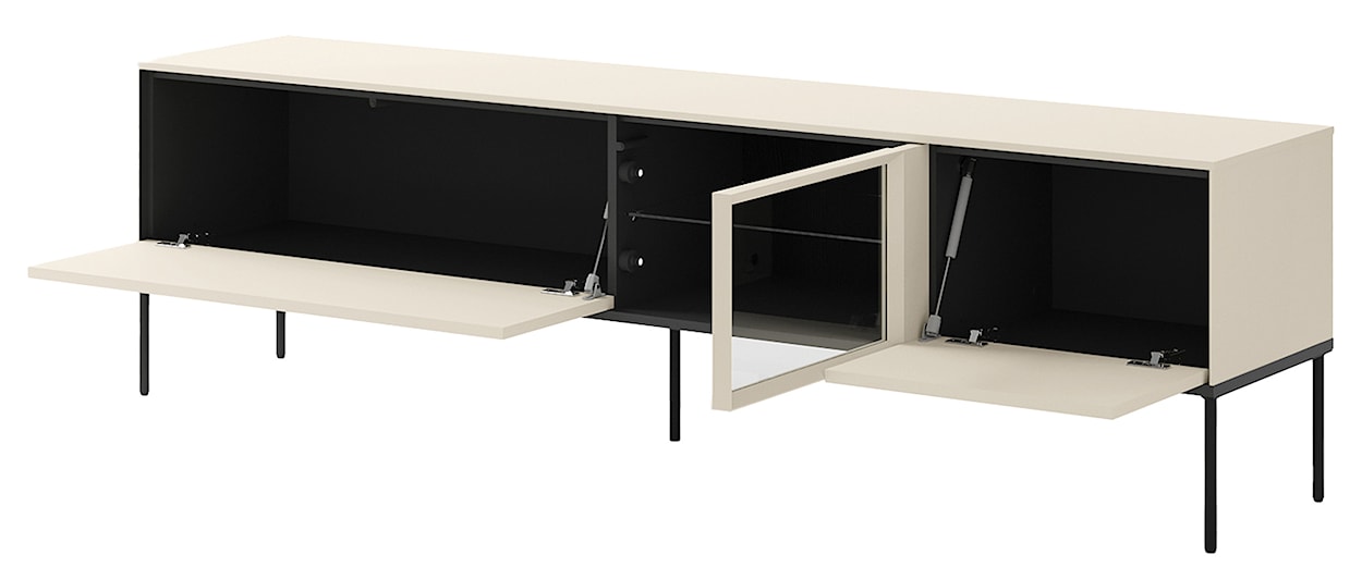 Szafka RTV Bellezo z witryną LED 196 cm kremowy  - zdjęcie 6
