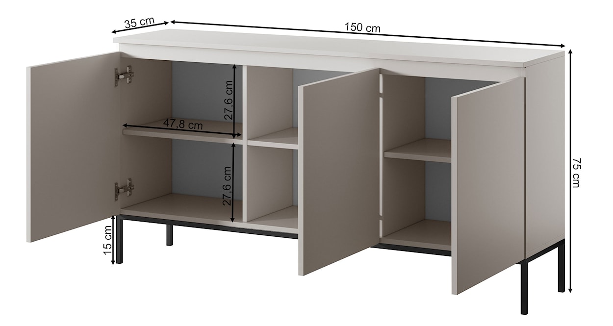Komoda trzydrzwiowa Bemmi 150 cm kaszmir  - zdjęcie 11