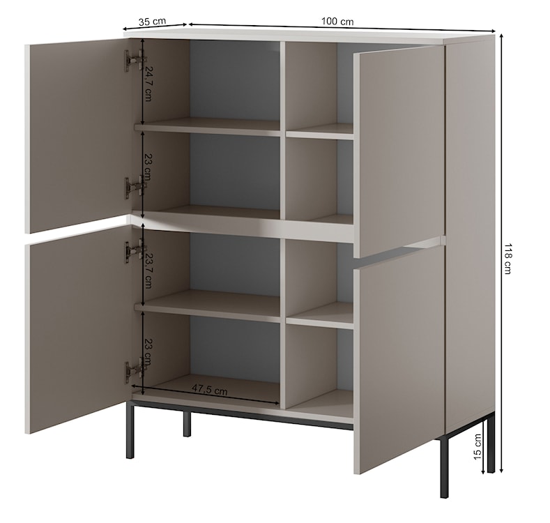 Komoda wysoka Bemmi 100 cm kaszmir  - zdjęcie 6