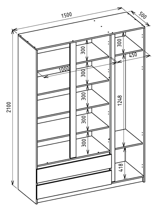 Szafa trzydrzwiowa Bemmi z dwiema szufladami 150 cm kaszmir  - zdjęcie 6