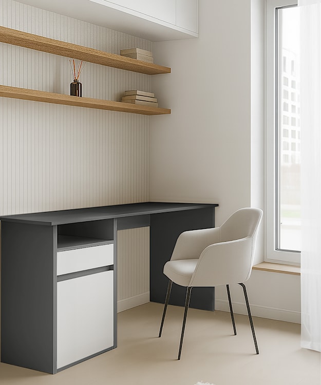 Biurko Billa z szufladą i szafką 120 cm grafit / biały  - zdjęcie 2