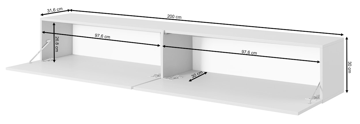 Szafka RTV Bisira 200 cm biała ze złotą wstawką  - zdjęcie 8