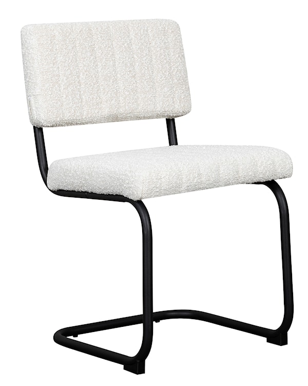 Krzesło na płozach Siterize białe w tkaninie boucle białe 