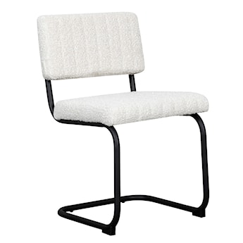 Krzesło na płozach Siterize białe w tkaninie boucle białe