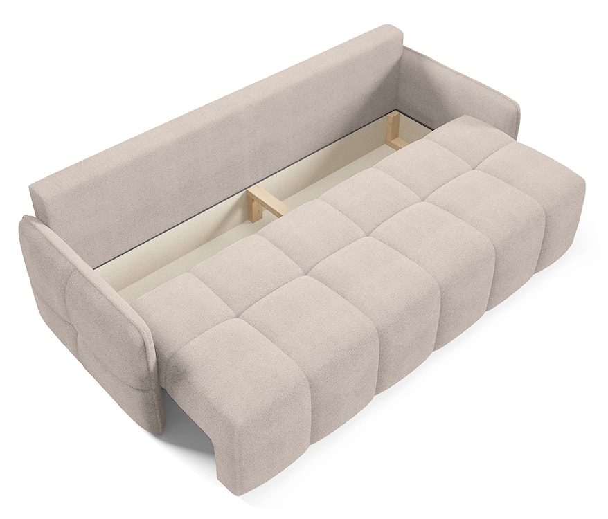 Kanapa rozkładana trzyosobowa Bambeli z pojemnikiem beżowa boucle  - zdjęcie 6