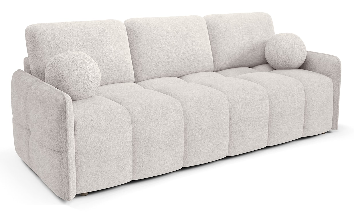 Kanapa rozkładana trzyosobowa Bambeli z pojemnikiem kremowa boucle  - zdjęcie 3