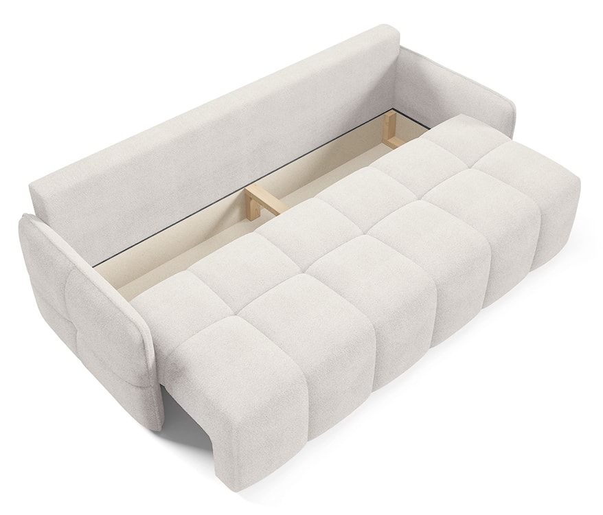 Kanapa rozkładana trzyosobowa Bambeli z pojemnikiem kremowa boucle  - zdjęcie 6