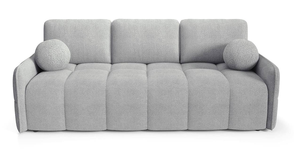 Kanapa rozkładana trzyosobowa Bambeli z pojemnikiem szara boucle 