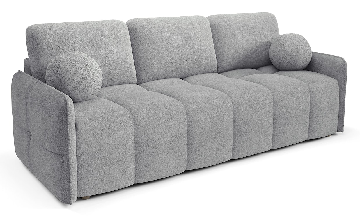 Kanapa rozkładana trzyosobowa Bambeli z pojemnikiem szara boucle  - zdjęcie 3