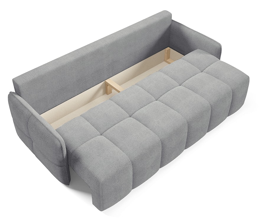 Kanapa rozkładana trzyosobowa Bambeli z pojemnikiem szara boucle  - zdjęcie 6