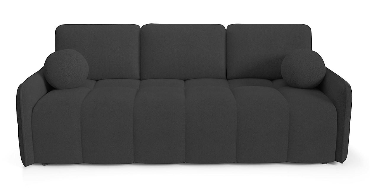 Kanapa rozkładana trzyosobowa Bambeli z pojemnikiem grafitowa boucle 