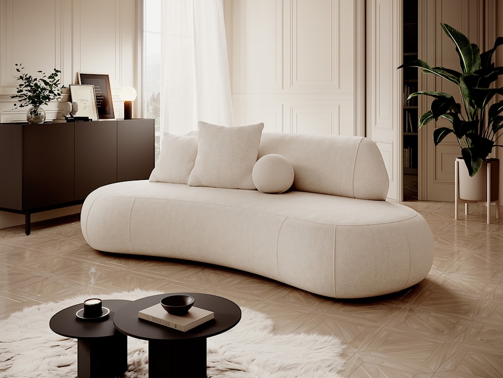Sofa trzyosobowa Balme beżowa w tkaninie łatwoczyszczącej  - zdjęcie 2