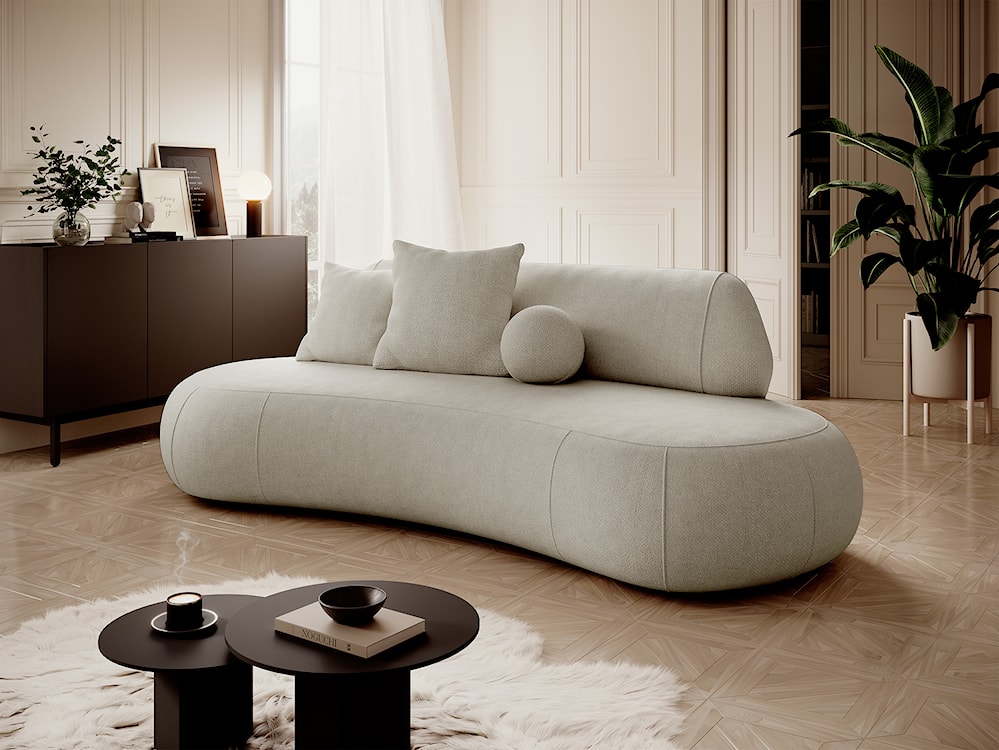 Sofa trzyosobowa Balme szarobeżowa w tkaninie łatwoczyszczącej  - zdjęcie 2