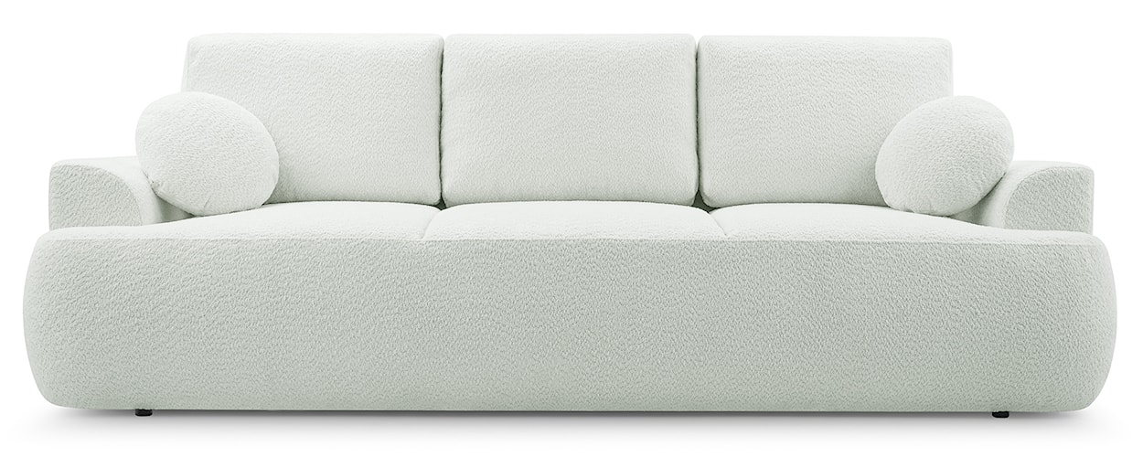 Kanapa rozkładana trzyosobowa Barletto z pojemnikiem kremowa boucle