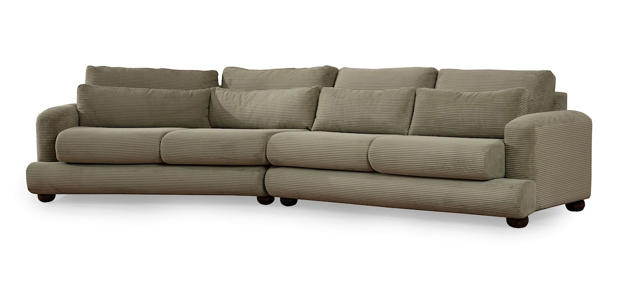 Sofa czteroosobowa Bellines sztruks khaki lewostronna 