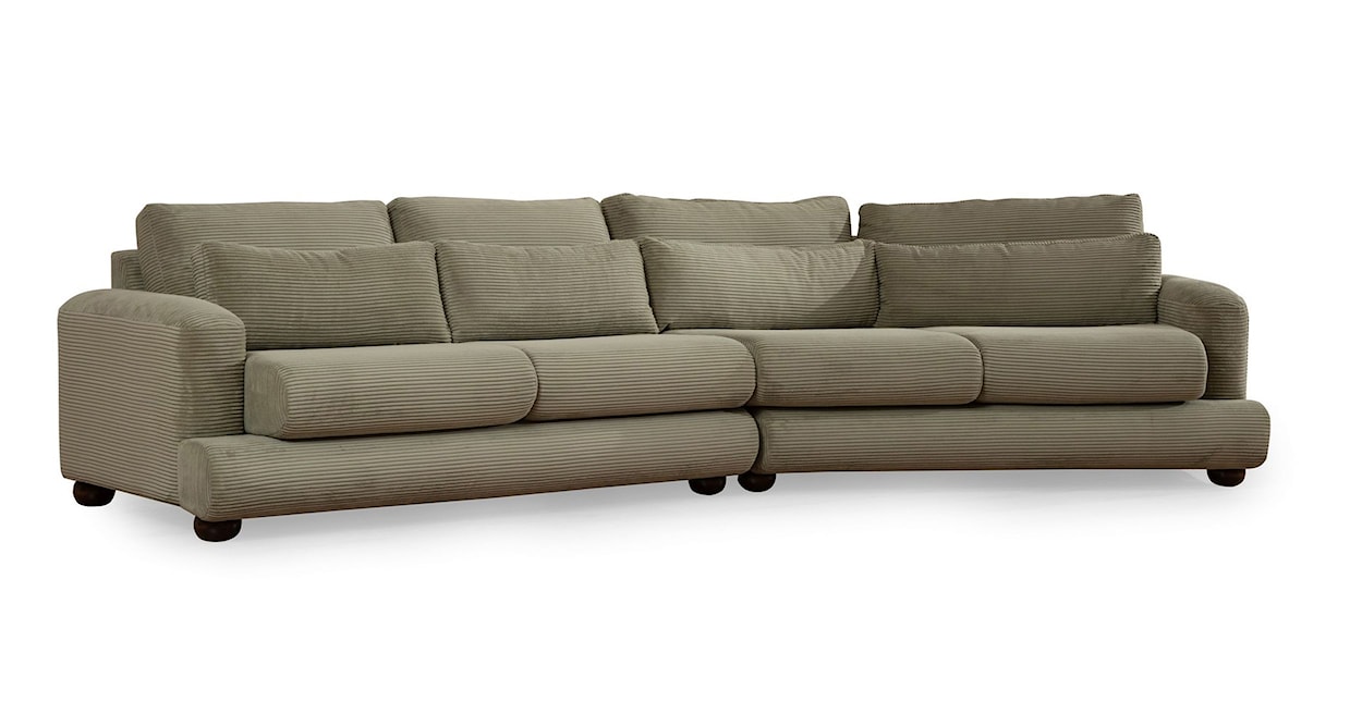 Sofa czteroosobowa Bellines sztruks khaki prawostronna