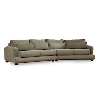 Sofa czteroosobowa Bellines sztruks khaki prawostronna