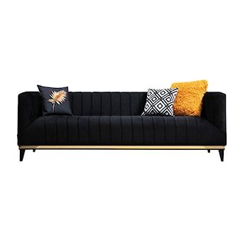 Sofa trzyosobowa Bellino czarna ze złotym zdobieniem