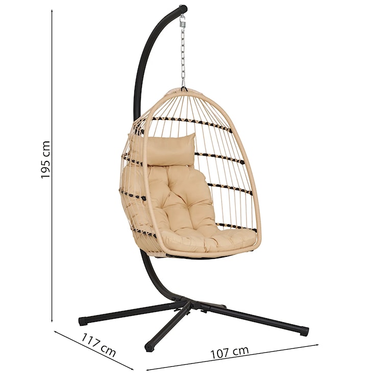 Fotel wiszący Patras technorattan/ beżowy  - zdjęcie 9