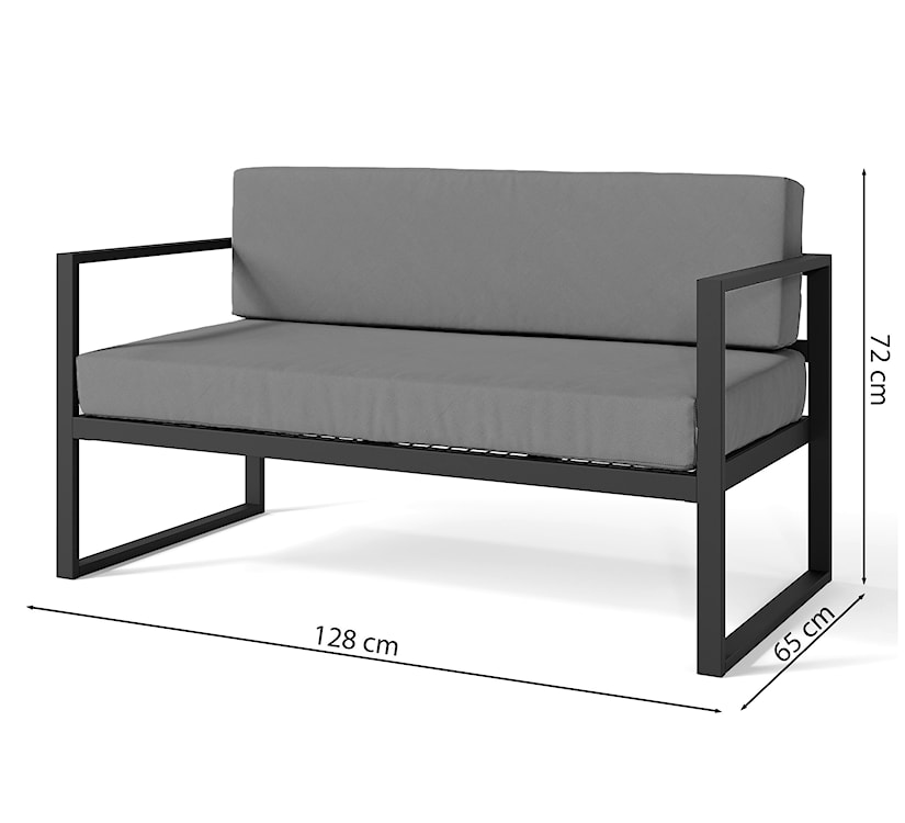 Sofa ogrodowa dwuosobowa Dywilly w tkaninie hydrofobowej szara/ szary stelaż  - zdjęcie 4