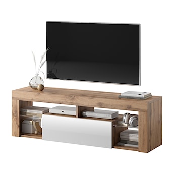 Szafka RTV Bianko 140 cm Dąb lancelot / Biały połysk